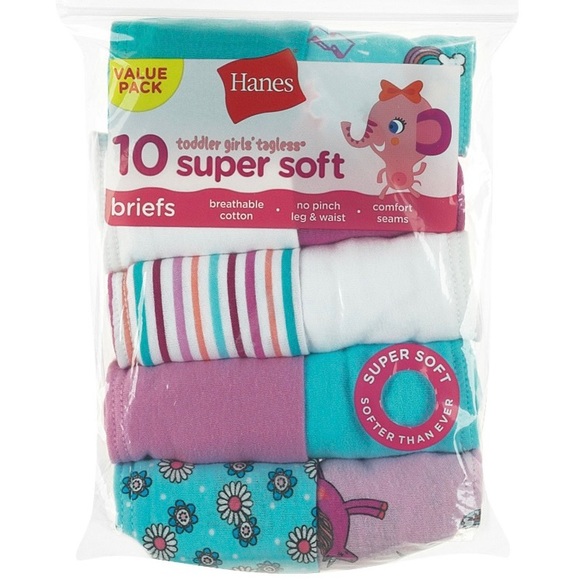 Toddler Girls' Tagless Cotton Briefs, 10-Pack - Picture 2 of 6